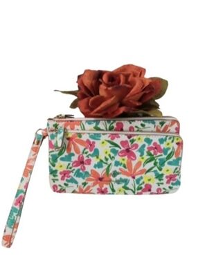 Nanette Lepore Floral Wristlet in Pink, Orange and Green | EUC